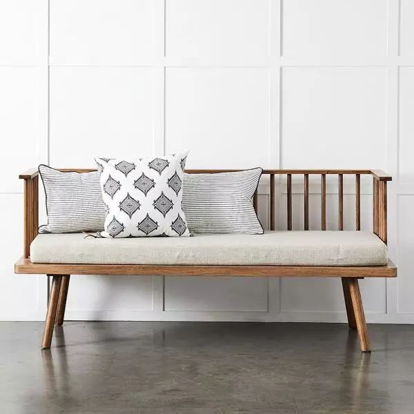 Modern Wooden Spindle Back Bench Sofa