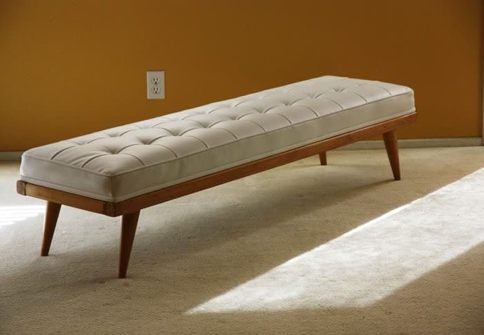 Mid-Century Tufted Bench Ottoman