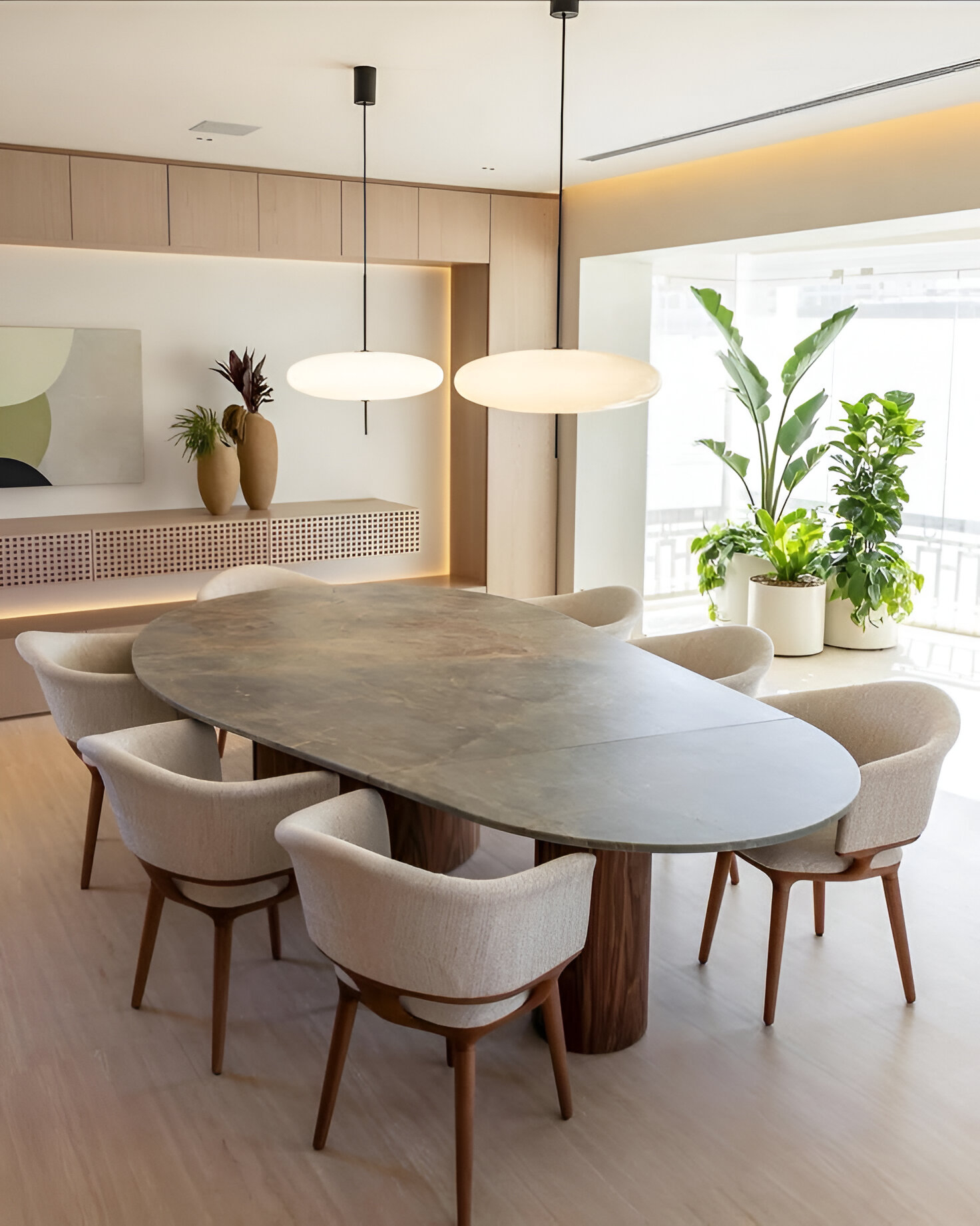 6-Seater Luxury Dining Set with Italian Marble Top