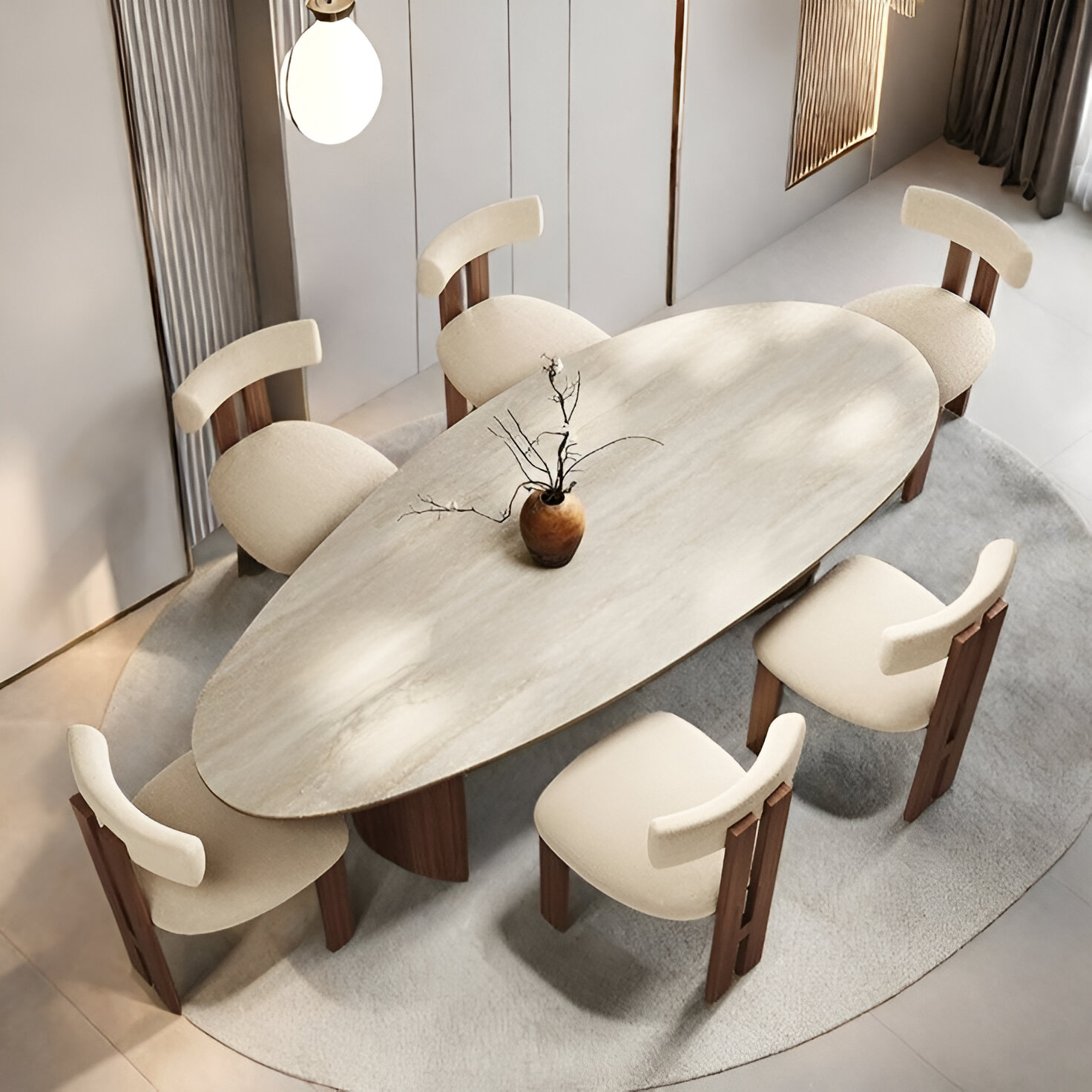 6-Seater Italian Marble Dining Set – Contemporary Luxury Collection