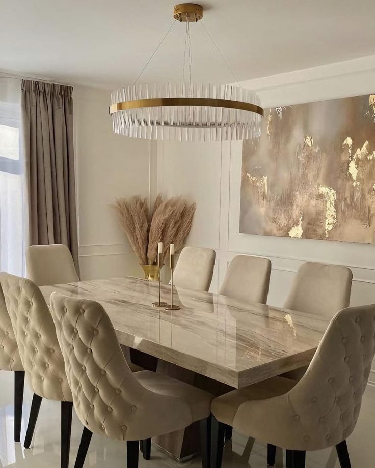 6-Seater Luxury Marble Dining Table Set